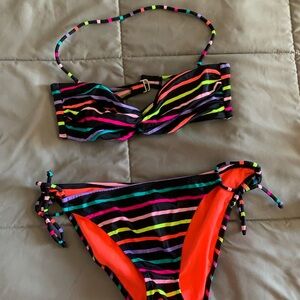 Victoria's Secret Black and Pink Bikini with Playful Trim